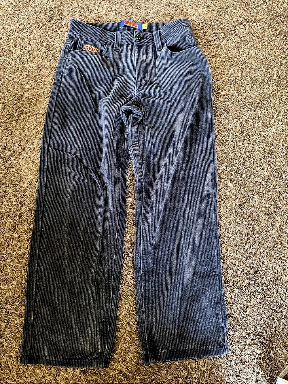 Empyre Kids Baggy Corduroy Skate Pants Grey Size 25 Loose Fit Adjustable